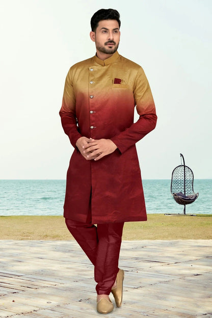 Maroon Champion Silk Indo Western Sherwani NCSH10410306