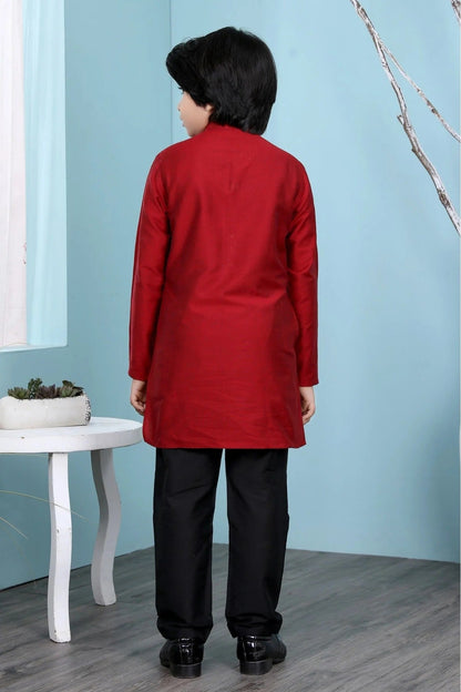 Maroon Cotton Silk Kurta Pajama NCBW10710687