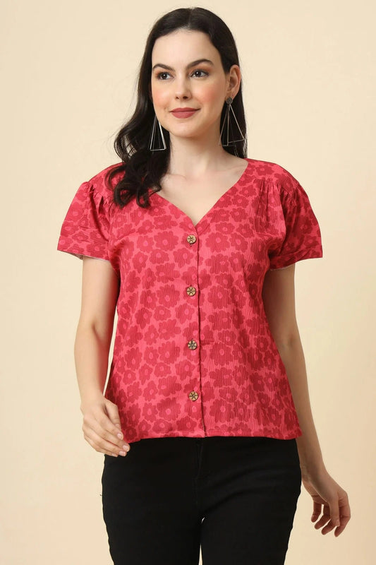 Maroon Crepe Readymade Top  NCTP11112272
