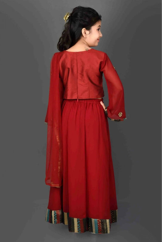 Maroon Faux Georgette Embroidery Lehenga Choli NCGW10710793