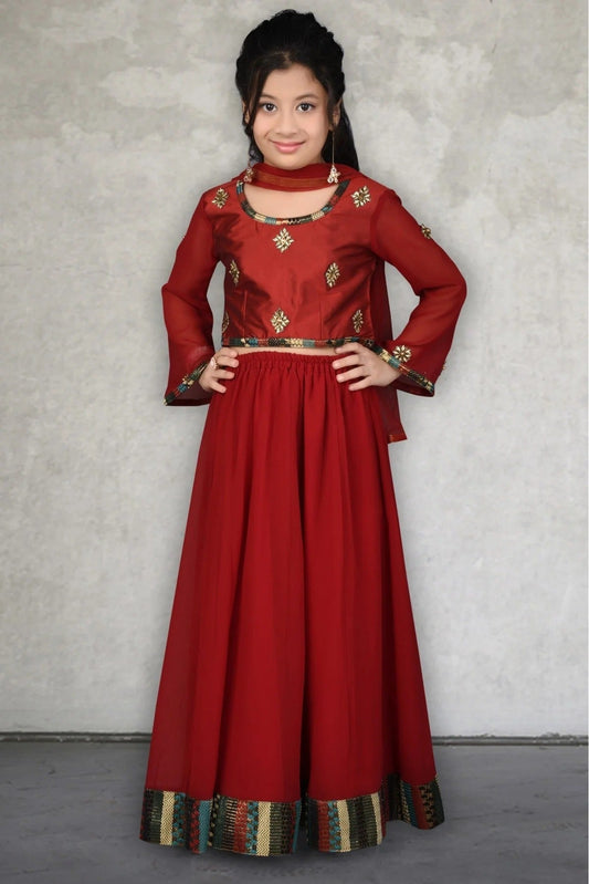 Maroon Faux Georgette Embroidery Lehenga Choli NCGW10710793