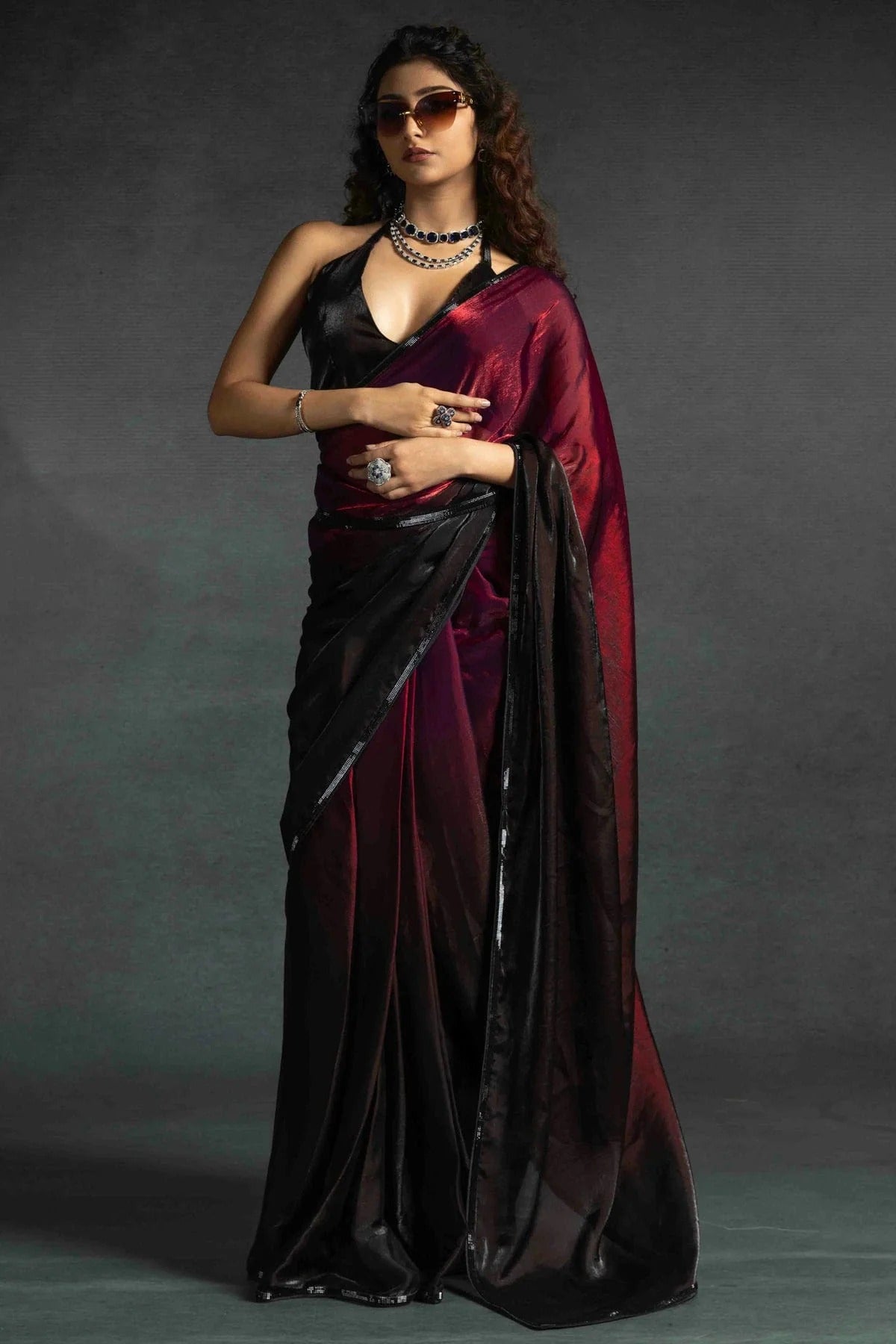 Maroon Fendi Satin Silk Ready To Wear Saree NCSD11210126