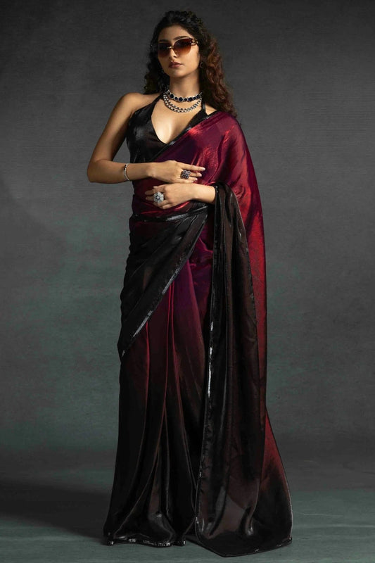 Maroon Fendi Satin Silk Ready To Wear Saree NCSD11210126