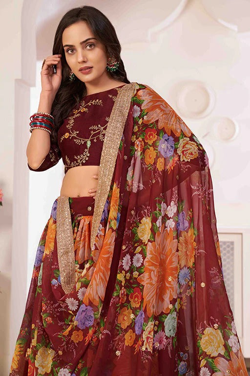Maroon Georgette Designer Lehenga Choli NCLC12410157