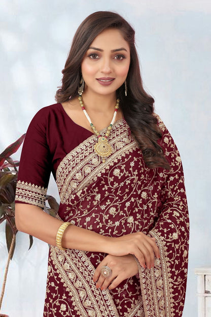 Maroon Georgette Designer Saree NCLC11210291