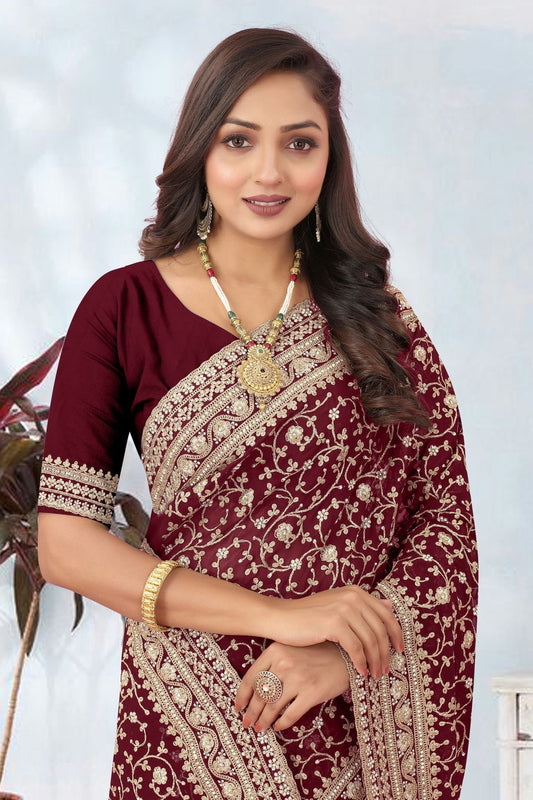 Maroon Georgette Designer Saree NCLC11210291