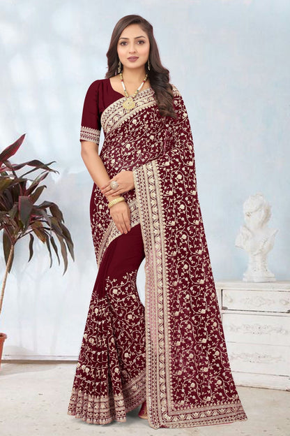 Maroon Georgette Designer Saree NCLC11210291