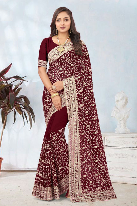 Maroon Georgette Designer Saree NCLC11210291