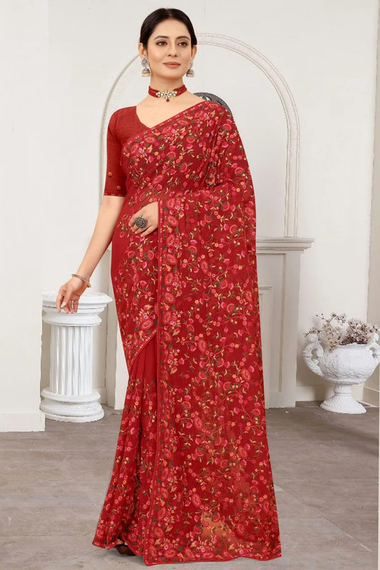Maroon Georgette Designer Saree NCSD10910152
