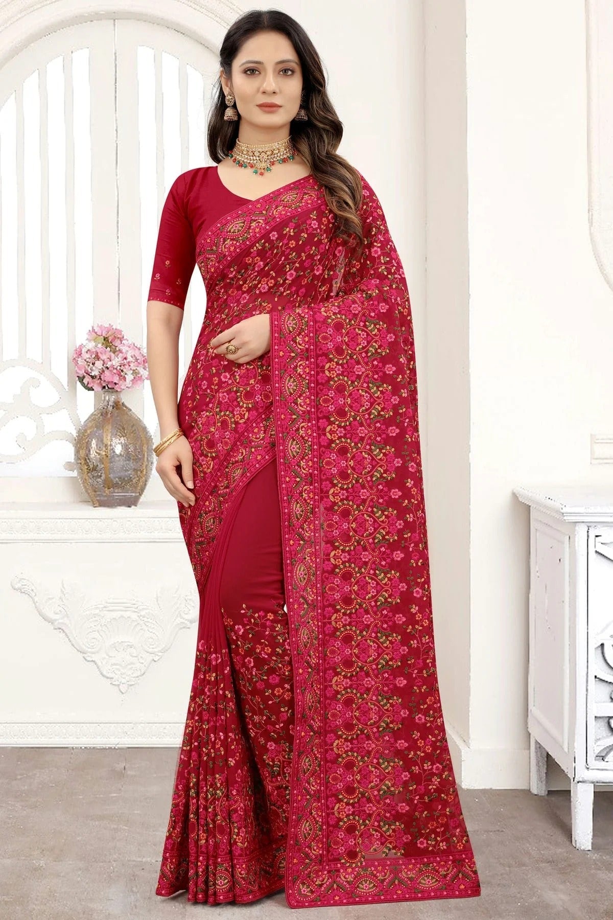 Maroon Georgette Designer Saree NCSD10910154