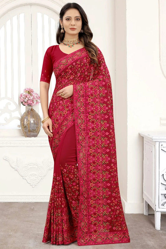 Maroon Georgette Designer Saree NCSD10910154