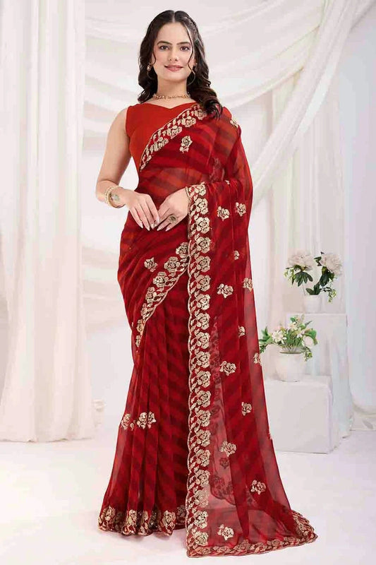 Maroon Georgette Designer Saree NCSD11110962
