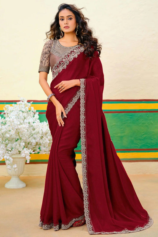 Maroon Georgette Designer Saree NCSD11111491