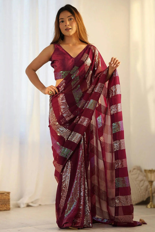 Maroon Georgette Designer Saree NCSD11111621