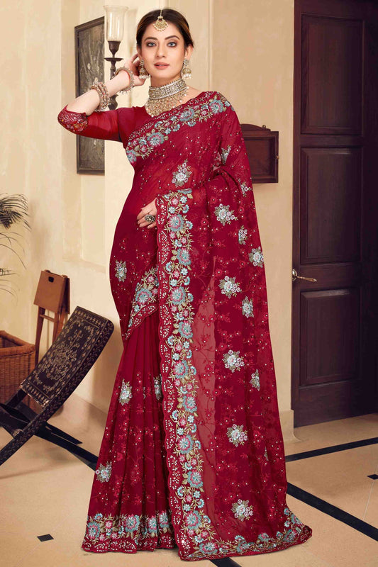 Maroon Georgette Designer Saree NCSD11210913