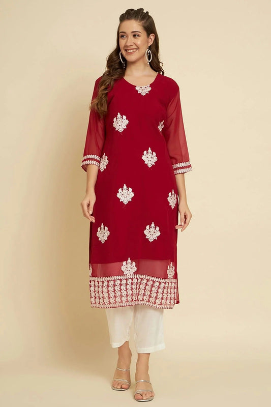 Maroon Georgette Kurti NCKR11112051