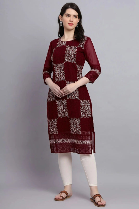 Maroon Georgette Kurti NCKR11112104