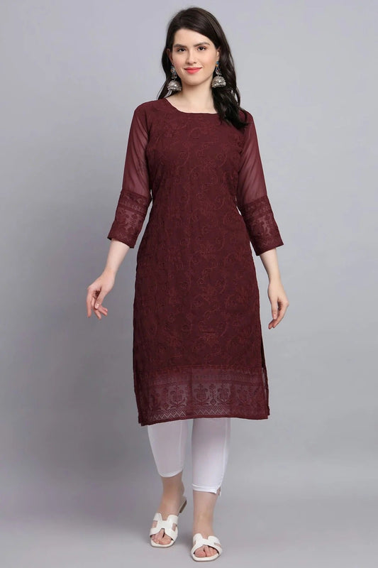 Maroon Georgette Kurti NCKR11112109