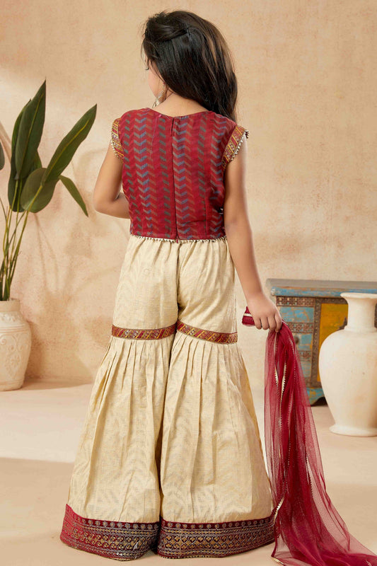 Maroon Handloom Silk Sharara Suit NCGW10710819
