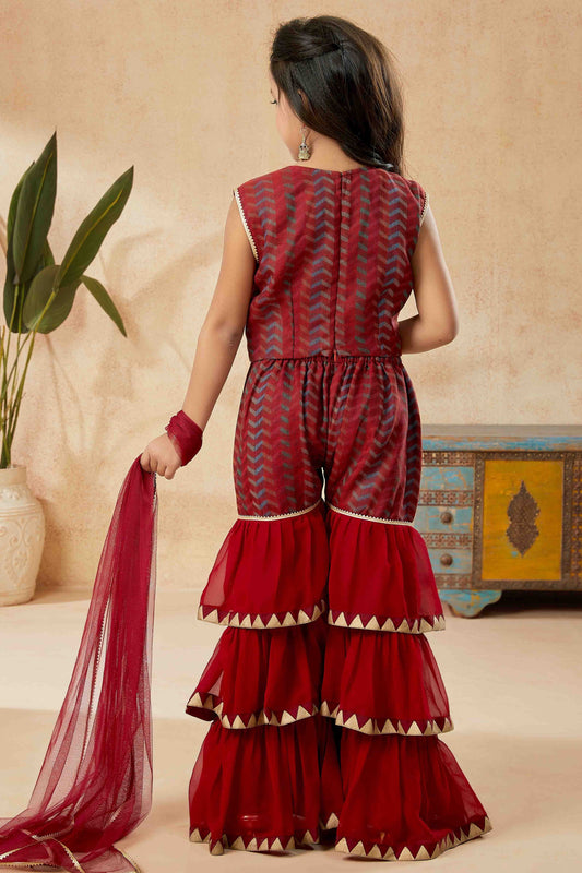 Maroon Handloom Silk Sharara Suit NCGW10710826