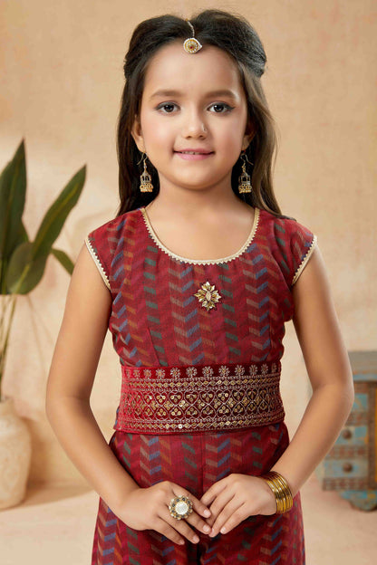 Maroon Handloom Silk Sharara Suit NCGW10710826