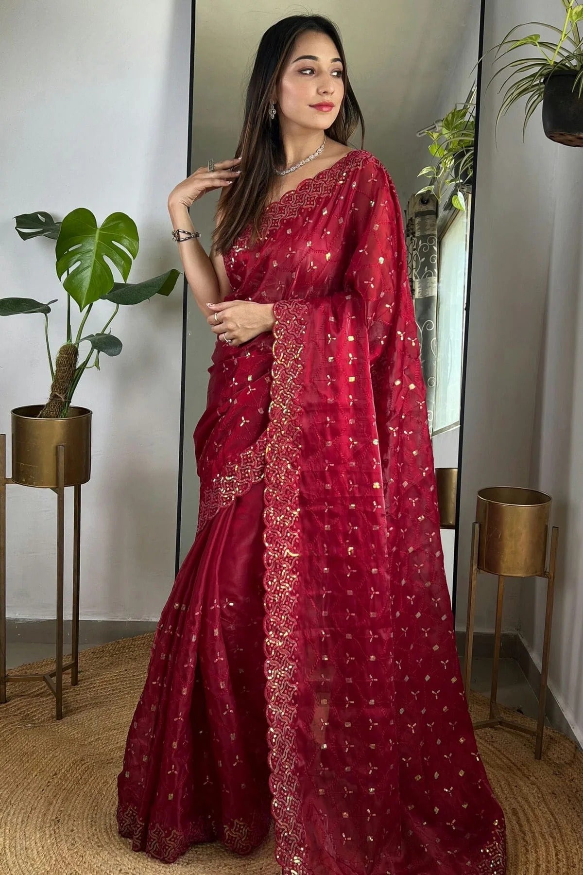 Maroon Jimmy Choo Designer Saree NCSD11111774
