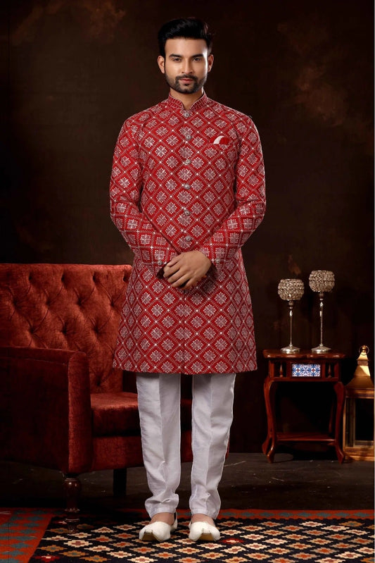 Maroon Lucknowi Sherwani NCSH10410466