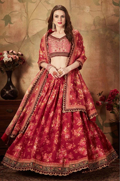 Maroon Organza Lehenga Choli NCLC10110320