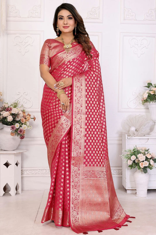Maroon Organza Traditional Saree NCSD11111094