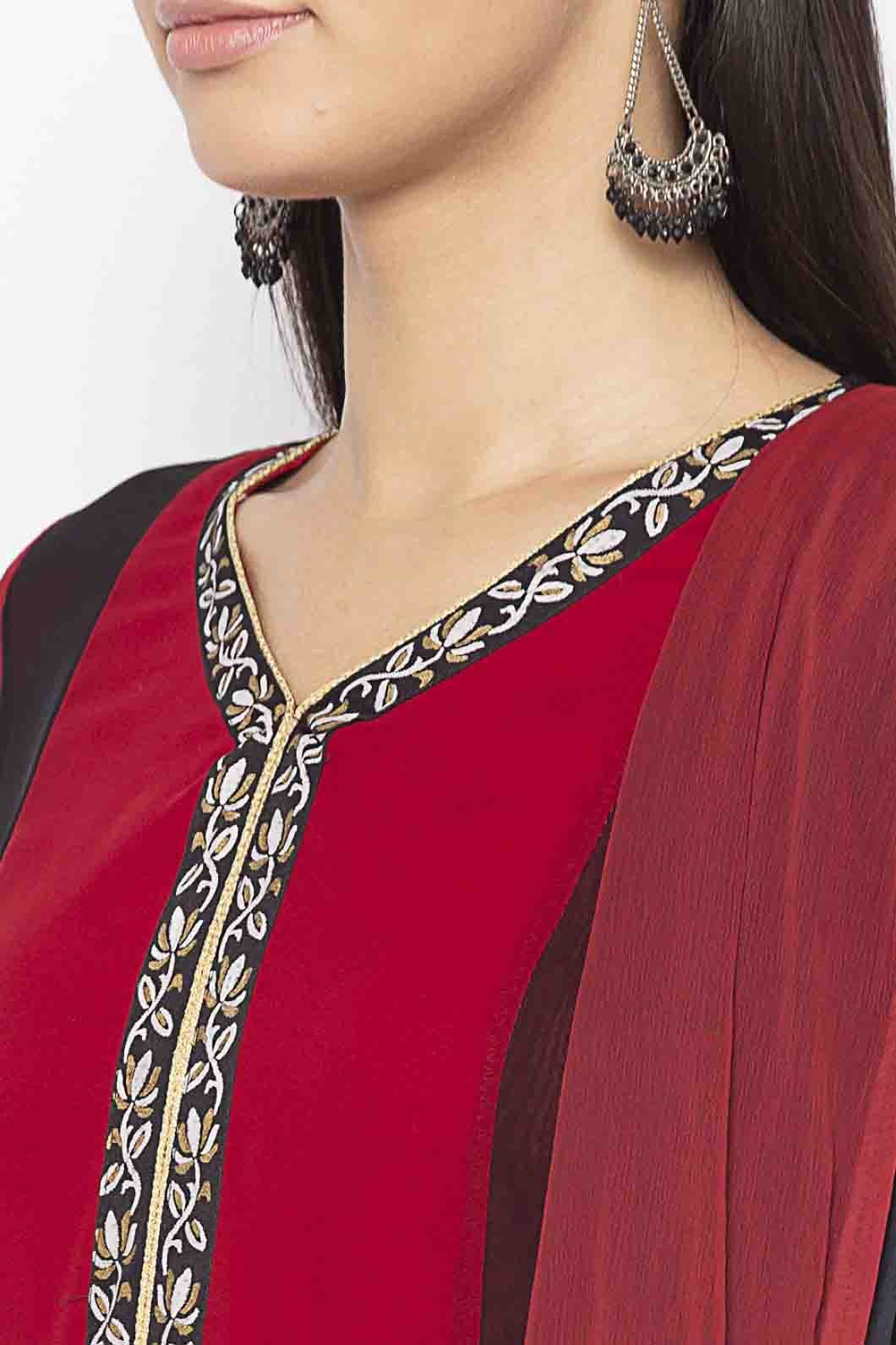 Maroon Plus Size Georgette Embroidery Anarkali Suit NCSS10710647
