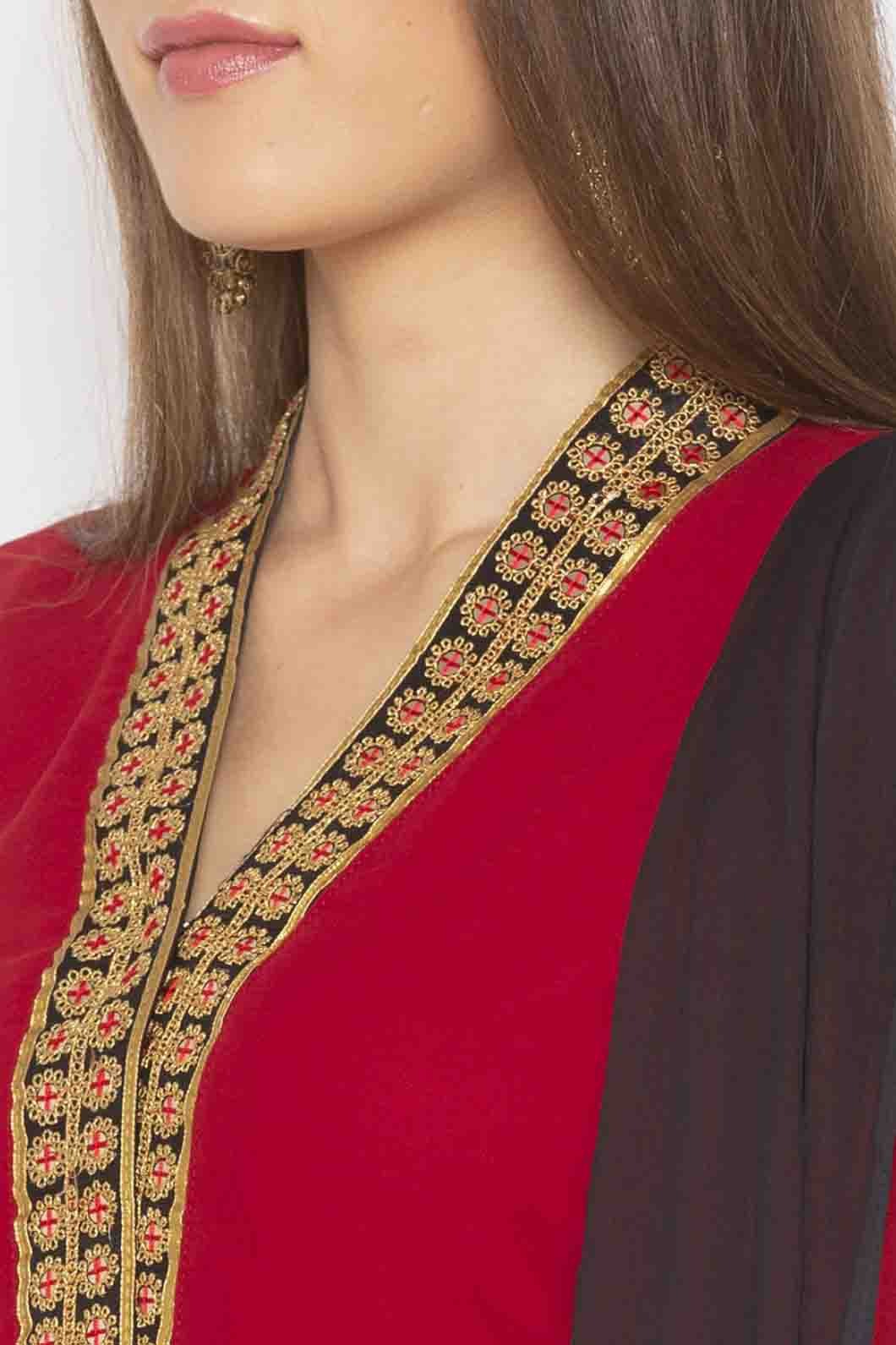 Maroon Plus Size Georgette Embroidery Palazzo Pant Suit NCSS10710651