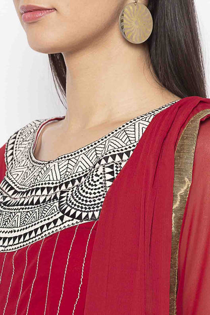 Maroon Plus Size Georgette Embroidery Palazzo Pant Suit NCSS10710653