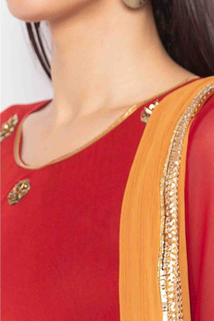 Maroon Plus Size Stitched Georgette Embroidery Pant Style Suit NCSS10710597