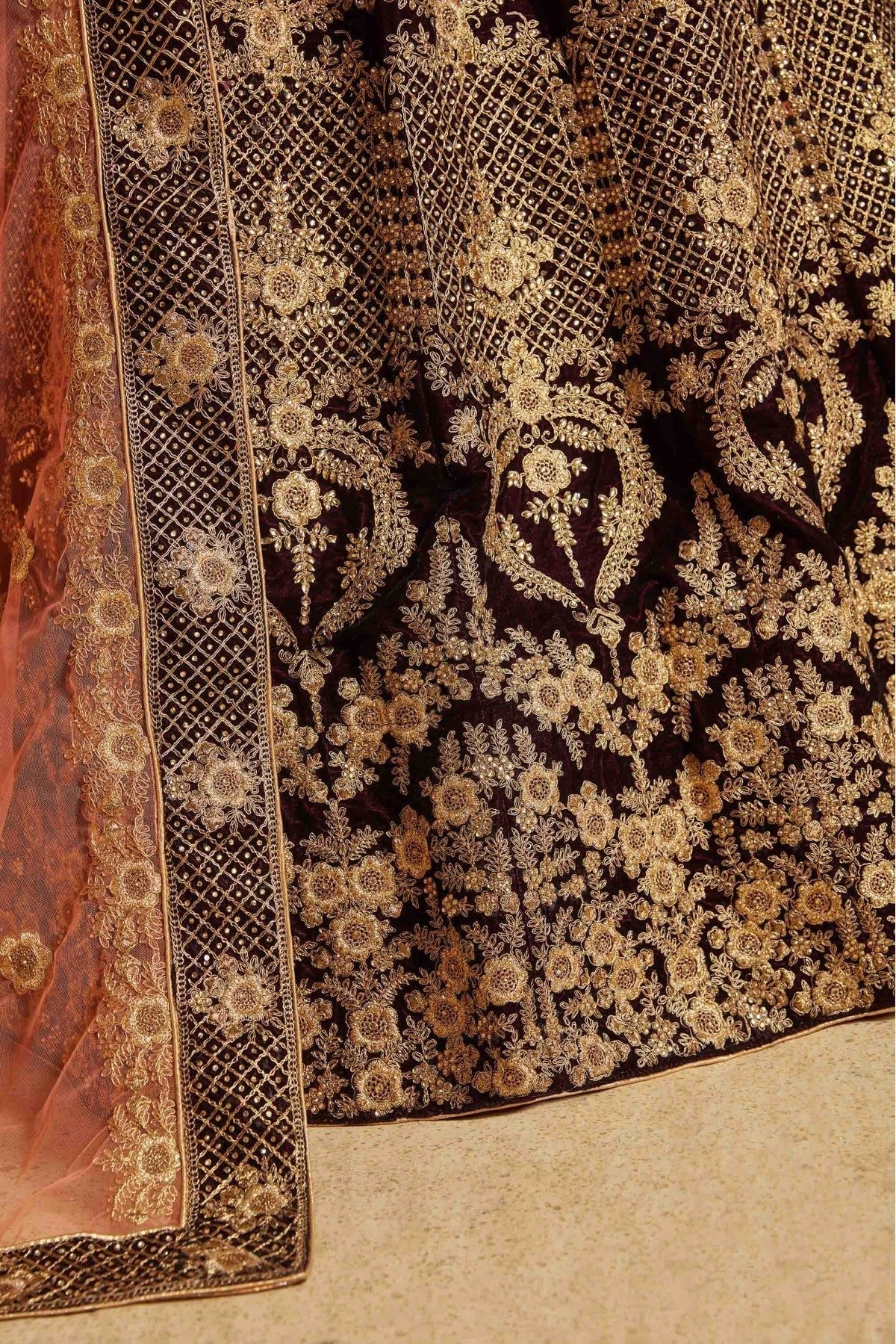 Maroon Pure Velvet Thread Lehenga Choli NCLC10810528