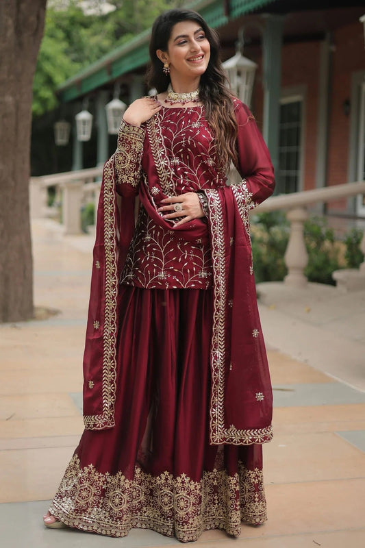 Maroon Rangoli Silk Stitched Salwar Suit NCSS11111973