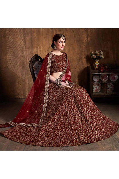 Maroon Raw Silk Lehenga Choli NCLC10110301