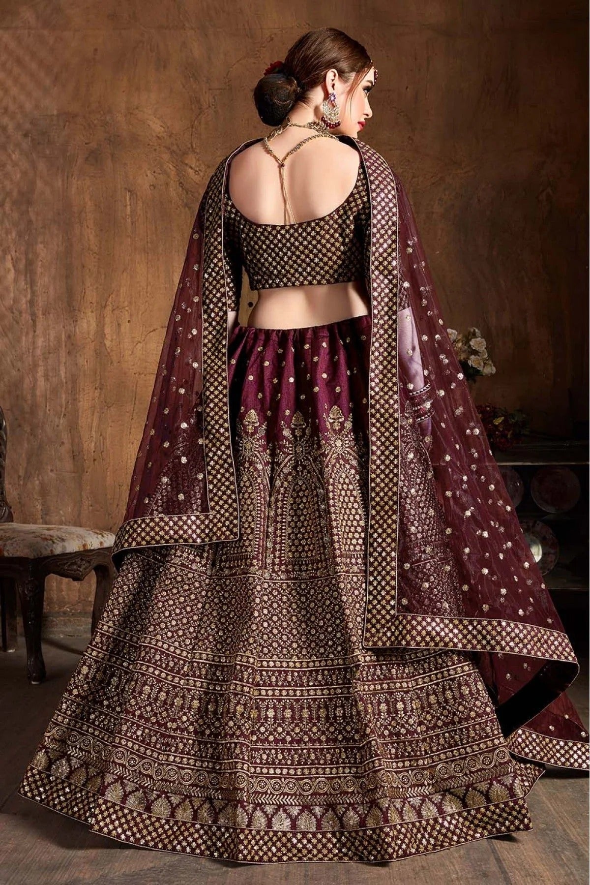 Maroon Raw Silk Lehenga Choli NCLC10110304