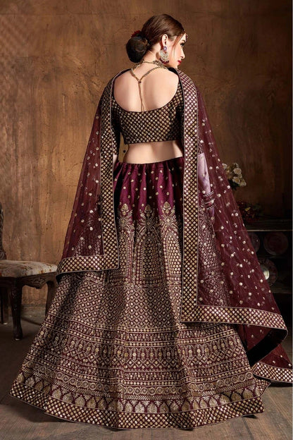 Maroon Raw Silk Lehenga Choli NCLC10110304