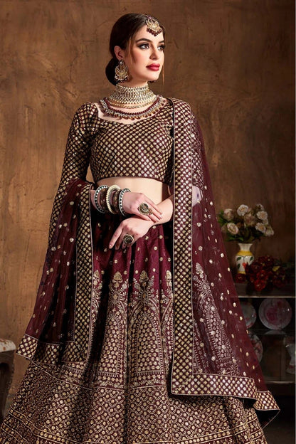 Maroon Raw Silk Lehenga Choli NCLC10110304