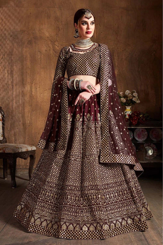 Maroon Raw Silk Lehenga Choli NCLC10110304