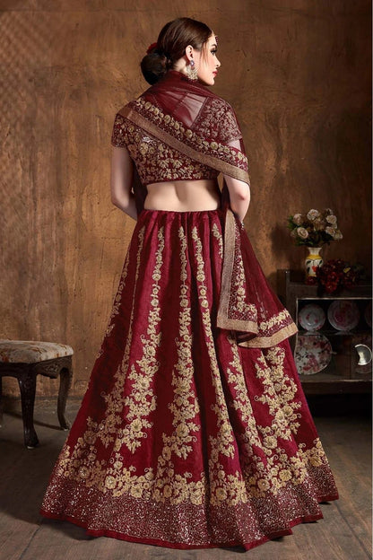 Maroon Raw Silk Lehenga Choli NCLC10110307