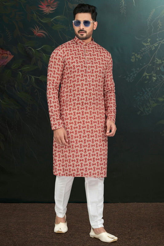 Maroon Rayon Kurta Pajama NCKP10410316