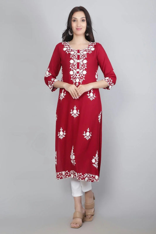 Maroon Rayon Kurti NCKR11112130