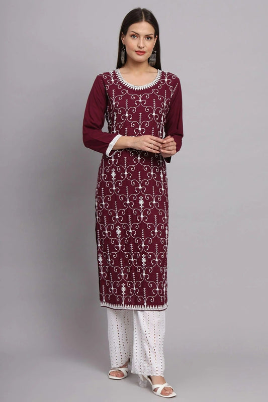 Maroon Rayon Kurti NCKR11112143