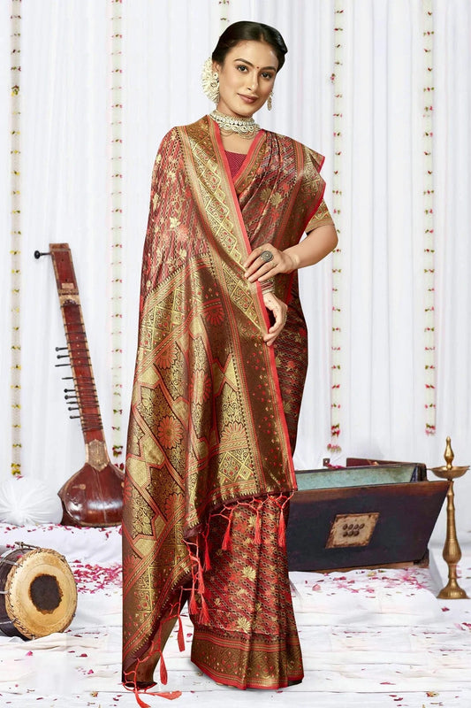 Maroon Satin Silk Traditional Saree NCSD11010440
