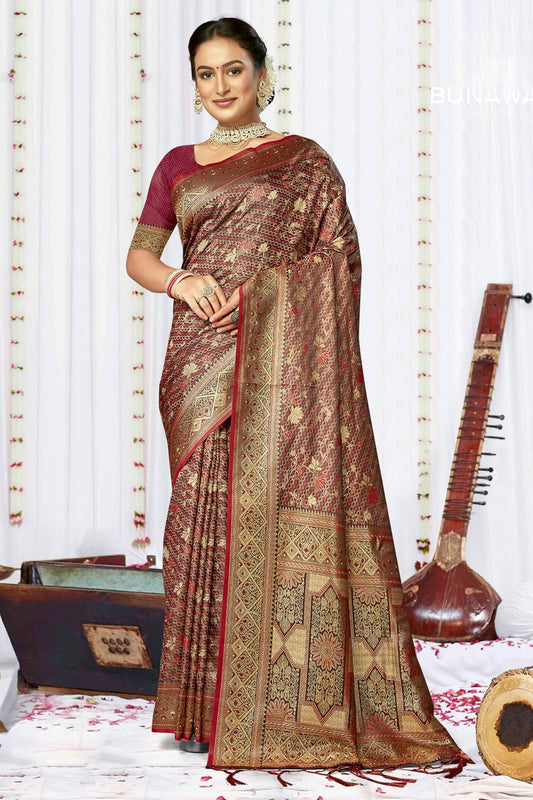 Maroon Satin Silk Traditional Saree NCSD11010444