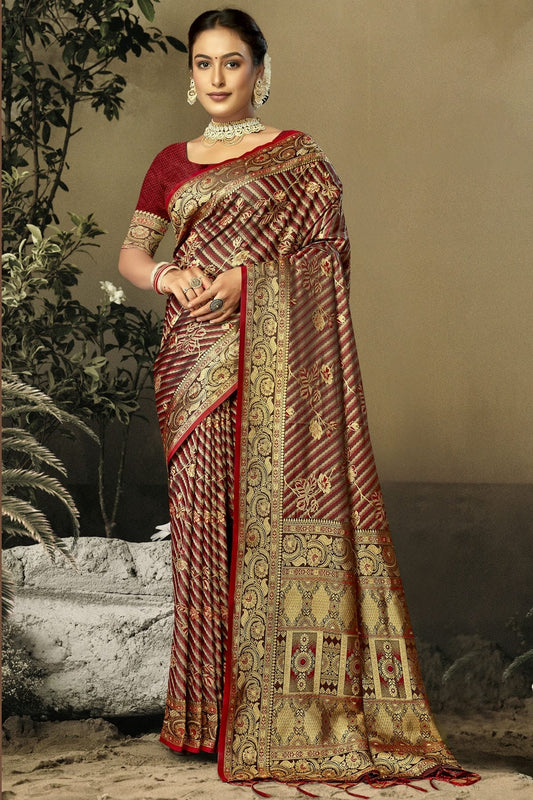 Maroon Satin Silk Traditional Saree NCSD11010453