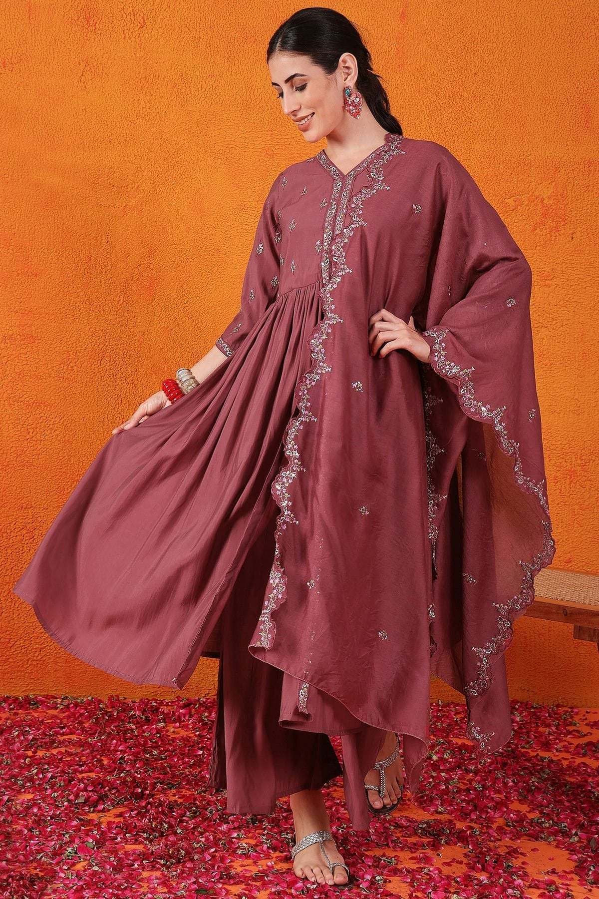 Maroon Silk Stitched Salwar Suit NCSS11111989