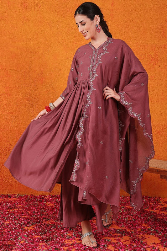 Maroon Silk Stitched Salwar Suit NCSS11111989