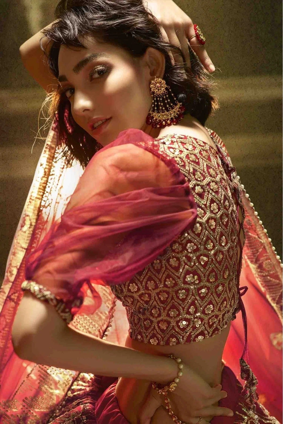Maroon Soft Net Embroidery Lehenga Choli NCLC10810504